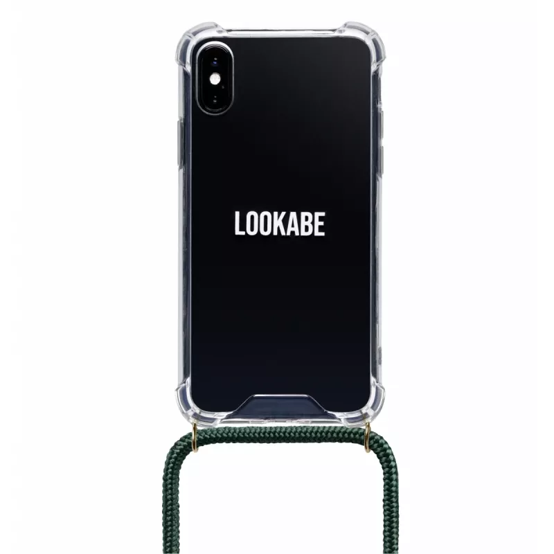 Telefono karolių dėklas Lookabe, skirtas iPhone X / Xs — auksinis su žaliu dirželiu