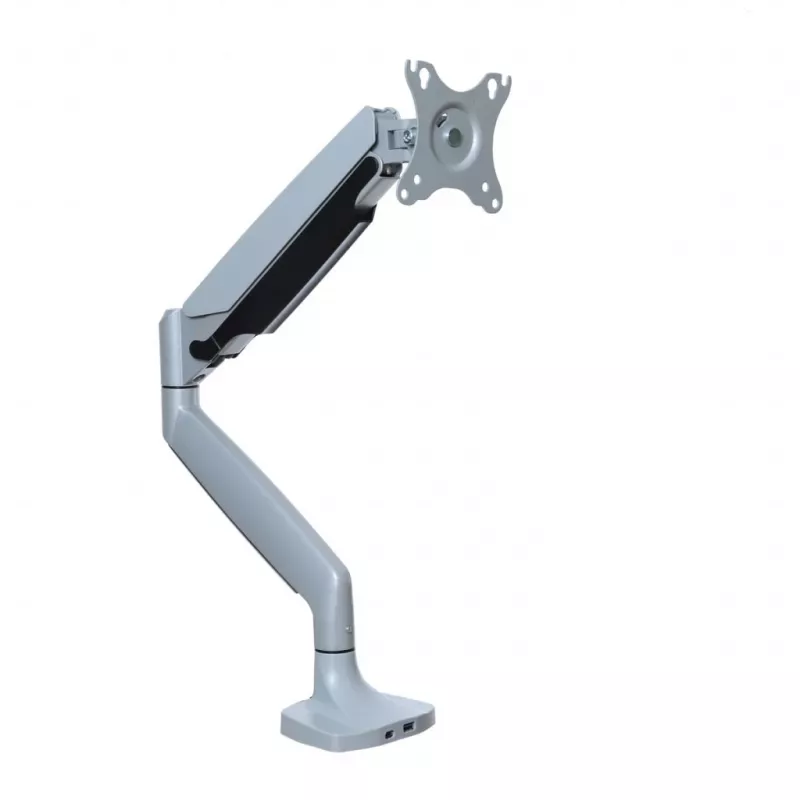 Monitoriaus stalinis laikiklis ART RAMM L-35HD 17–45 colių ekranams, dujinė spyruoklė, spaustukas, USB-C ir USB-A, iki 27 kg
