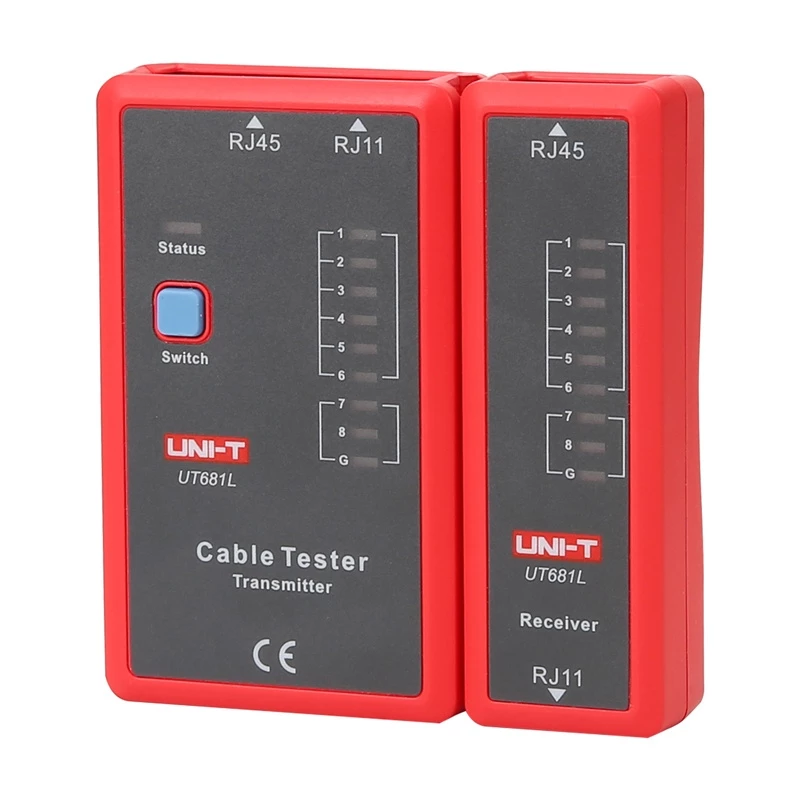 Tinklo kabelių testeris UNI-T UT681L, skirtas RJ45 ir RJ11 jungtims, laidumo ir laidų sujungimo patikrai