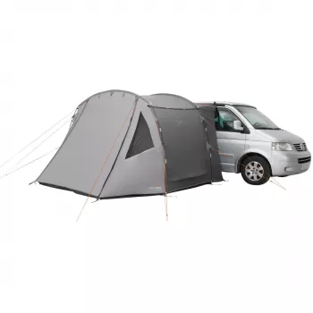 Drive-away tentas easy camp Eidfjord Pilka — standus rėmas, 3400×3100×2100 mm, 3 m atsparus vandeniui