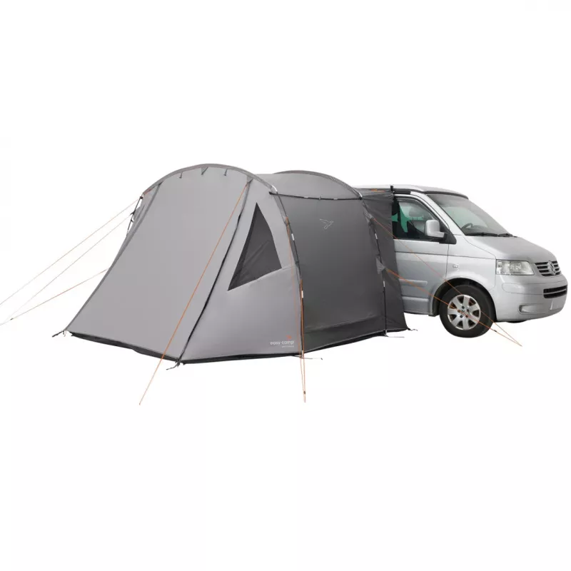 Drive-away tentas easy camp Eidfjord Pilka — standus rėmas, 3400×3100×2100 mm, 3 m atsparus vandeniui