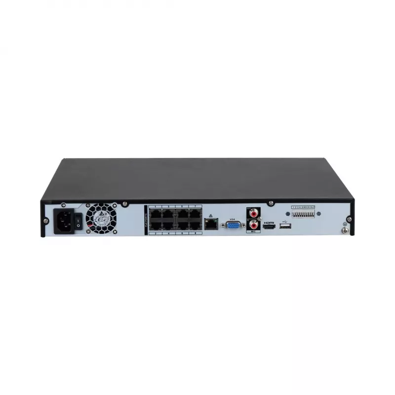 Tinklo vaizdo registratorius DAHUA NVR4208-8P-EI — 8 kanalų NVR su 8 PoE prievadais, 180/256 Mbps pralaidumas, maks. 16 TB saugykla