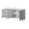 MARMO 3D komoda 150x45x80.5 cm matinis juodas/marble juodas