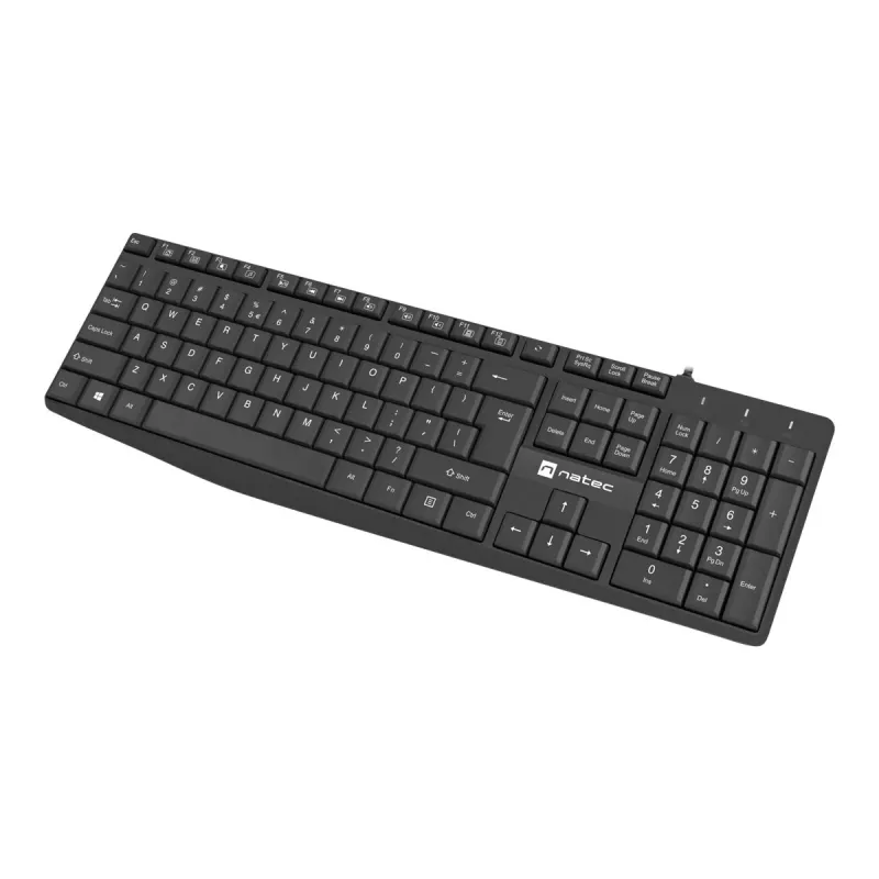 Laidinė pilno dydžio klaviatūra NATEC NAUTILUS NKL-1950 — USB, QWERTY US International, 105 klavišai, juoda