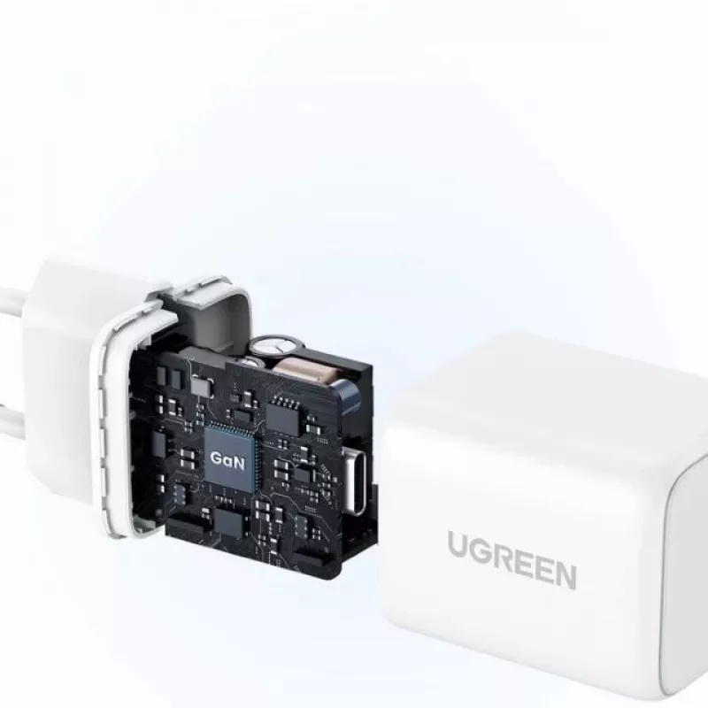 UGREEN Charger Nexode N serijos X513 30W GaN USB-C vieno prievado greitasis įkroviklis, 100–240 V, baltas