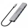 USB-C šakotuvas Unitek 7in1 aliuminis PD 100W 5 Gbps — daugiafunkcis adapteris su Power Delivery