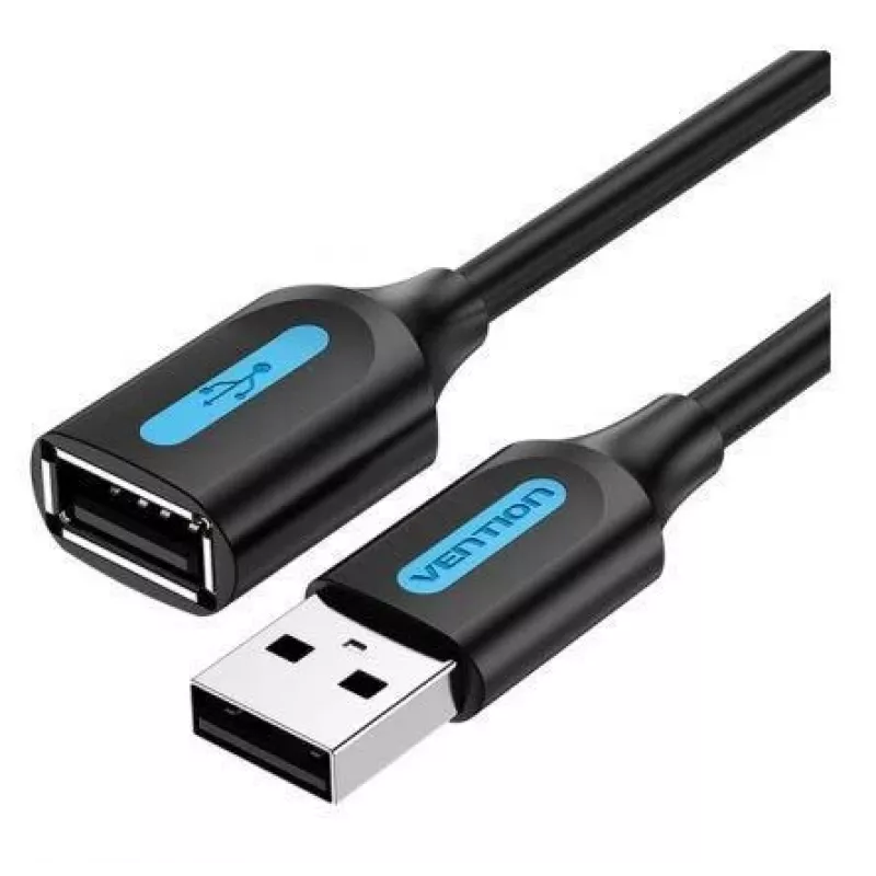 USB 2.0 laidas su kištuku ir lizdu Vention CBIBD 0,5 m, juodas
