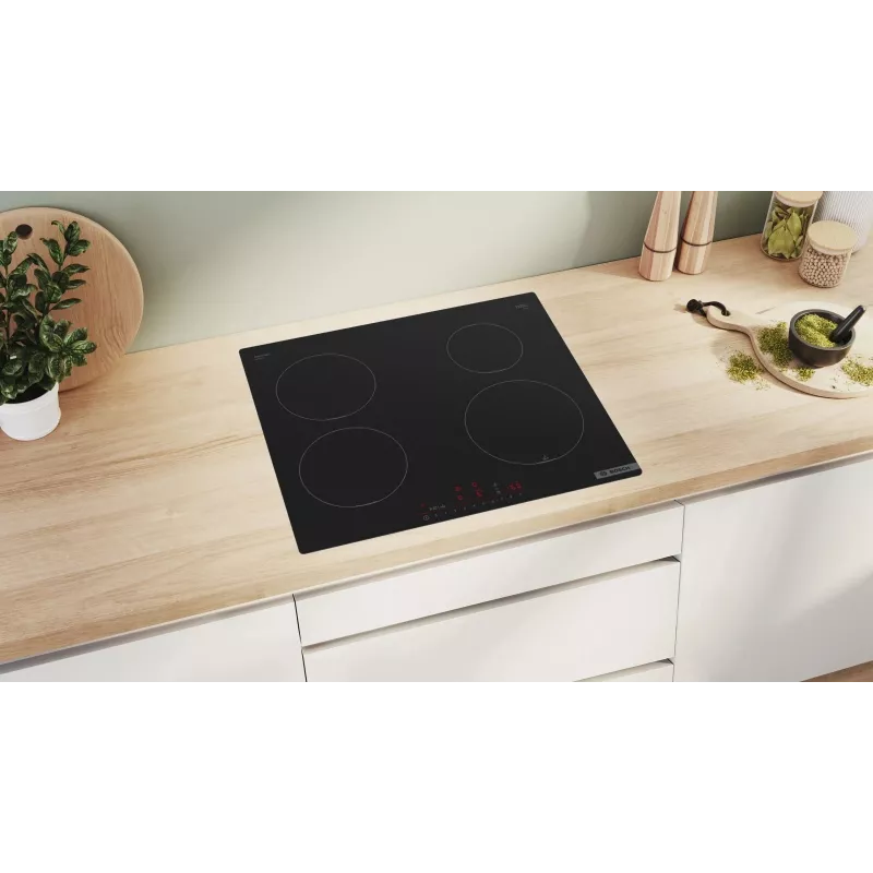 Built-In Hob Bosch PUE611HC1E, Induction, 4 Cooking Zones, PerfectFry Plus, Home Connect, Galia Boost , 60cm, Juoda