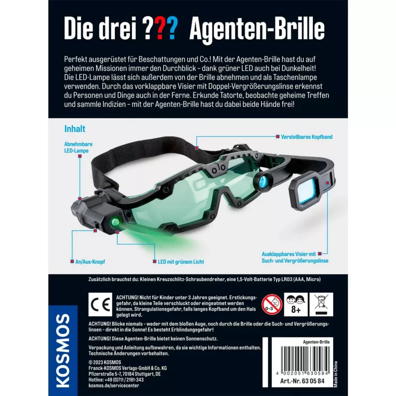 Die drei agentų akiniai, detektyvų rinkiniai