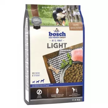 Sausas šunų maistas Bosch LIGHT 2,5 kg — Veterinarinė dieta suaugusiems šunims, vištiena, 20 % baltymų, 6 % riebalų, 7 % skaidulų
