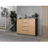 Komoda iš viršutinės parduotuvės Topeshop 2D4S ANT/ART BA KPL — 4 stalčiai, antracitas/ąžuolas, 1200×400×970 mm, medžio drožlių plokštė
