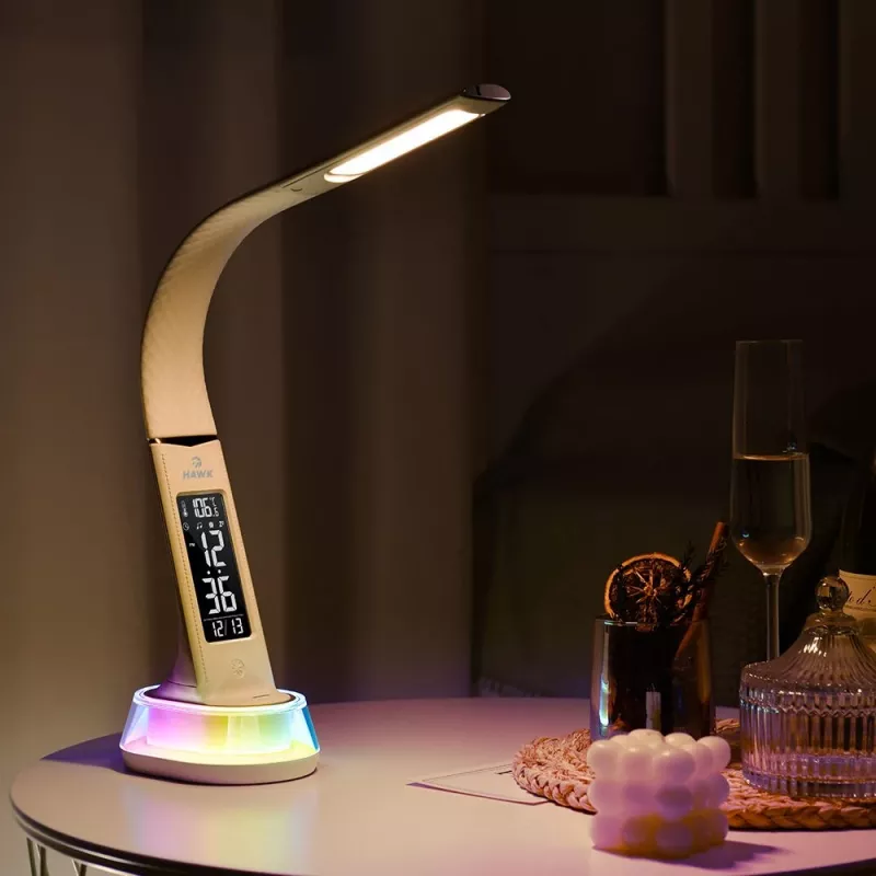 Stalinė lempa Hawk HW-LAMP05 Balta LED reguliuojama — kompaktiška LED darbo lempa su reguliuojamu laikikliu