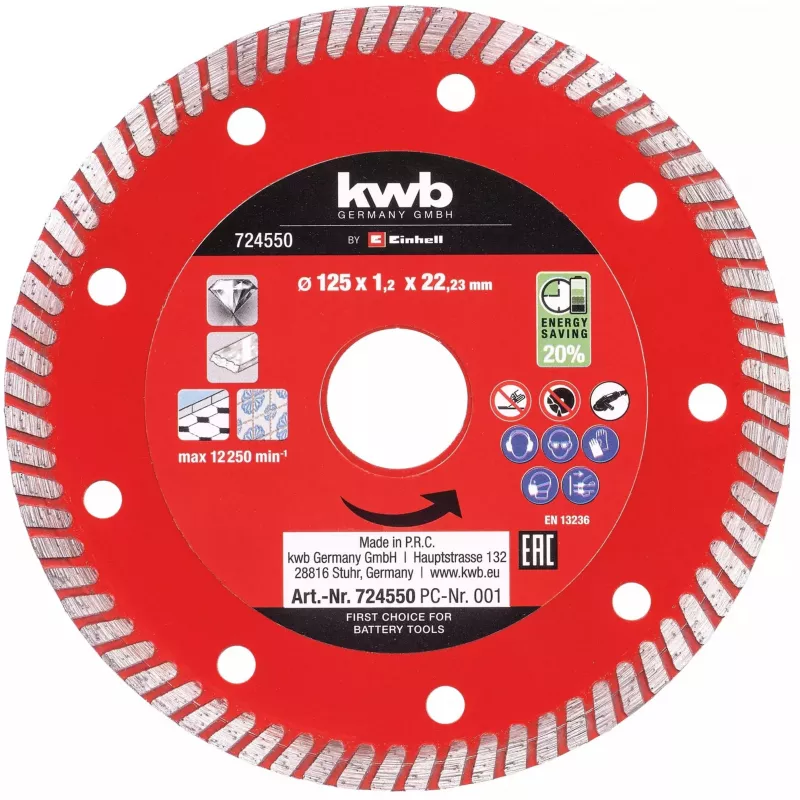 KWB Deimantinis pjovimo diskas plonas Ø 125 x 1,4 mm
