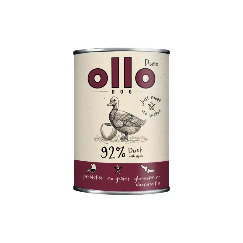 OLLO Pure Duck with apple - šlapias šunų maistas - 400g