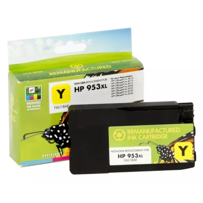 Suderinama Static Control HP 953XL (F6U18AE) rašalo kasetė, Geltona (New chip)