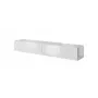 TV staliukas cama meble SLIDE 200 — 2000×400×300 mm, baltas blizgus MDF viršus, baltas rėmas