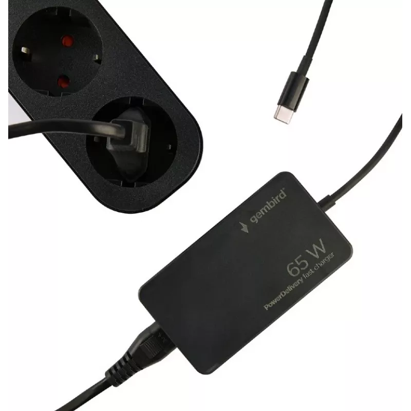 Cablexpert NPA-AC-PDQC65-01 65 W PowerDelivery GaN USB Type-C greitasis įkroviklis, juodas | Cablexpert