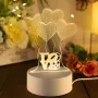 Naktinė lempa Extralink HOME 3D optinė iliuzija Keturios širdys USB naktinė lempa