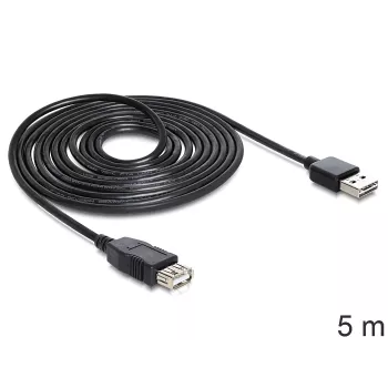 USB laidas DeLOCK EASY-USB 2.0-A 5m Juodas