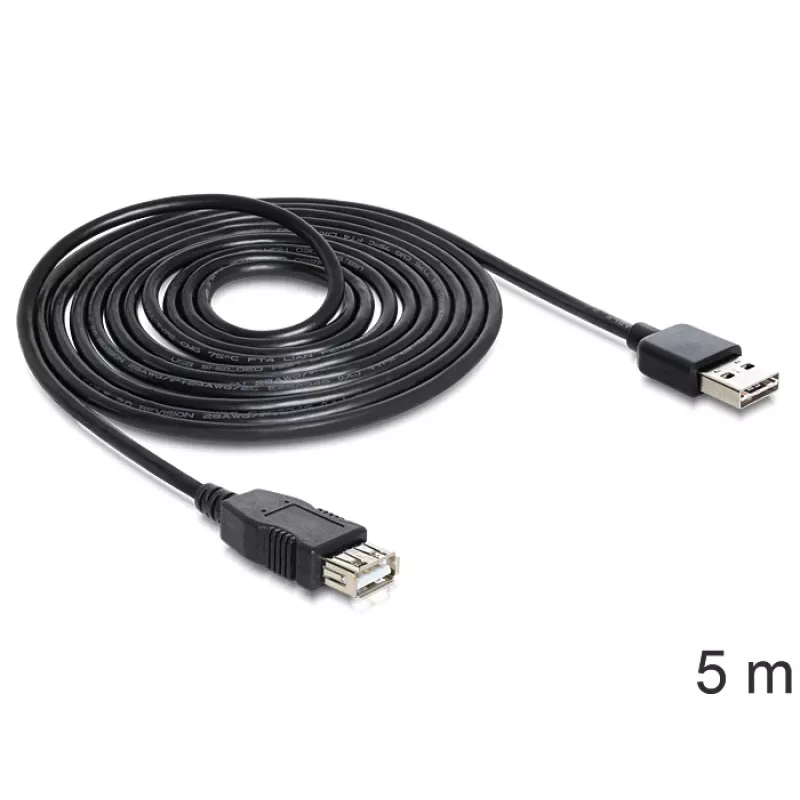 USB laidas DeLOCK EASY-USB 2.0-A 5m Juodas