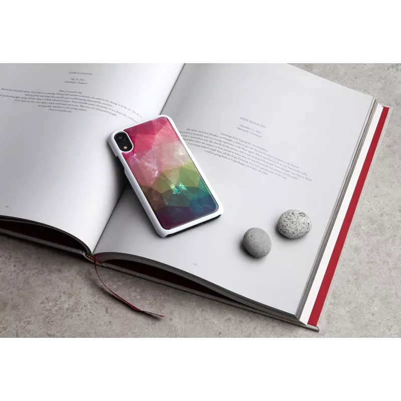 Išmaniojo telefono dėklas iKins, skirtas iPhone XR – vandens gėlių dizainas, baltas