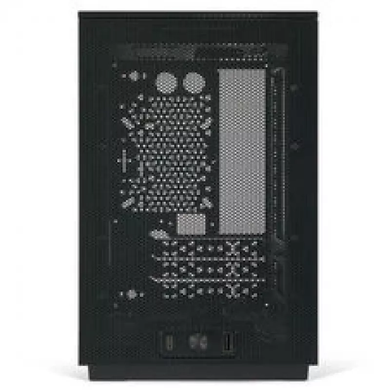 Mini ITX/ATX PC korpusas ssupd Meshroom D (CS-MRD-BK-1) — kompaktiškas juodas korpusas su tinklinėmis plokštėmis
