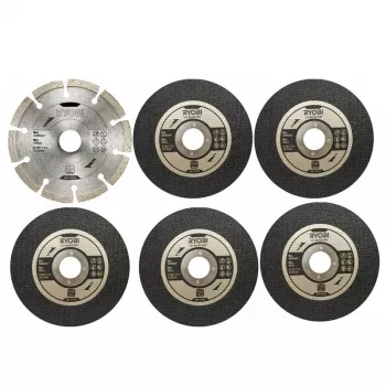 144645 Ryobi 125 mm 6 dalių kampinio šlifuoklio diskų rinkinys