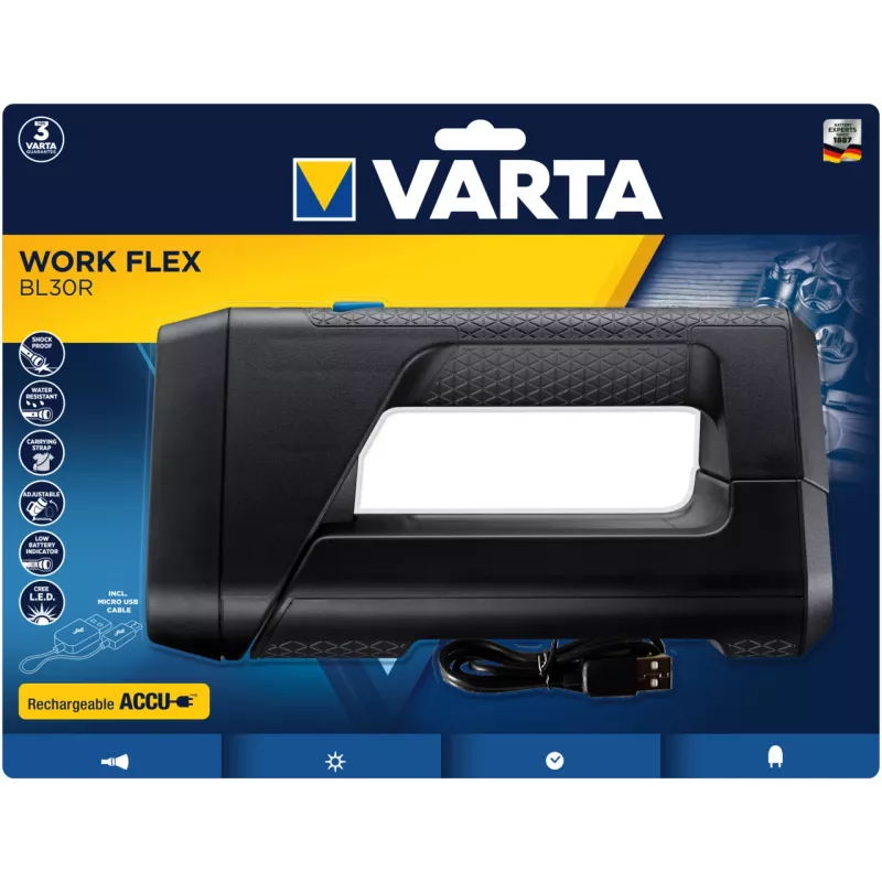 Rankinis žibintuvėlis Varta Work Flex Juoda LED 600 lm IPX4 2600 mAh