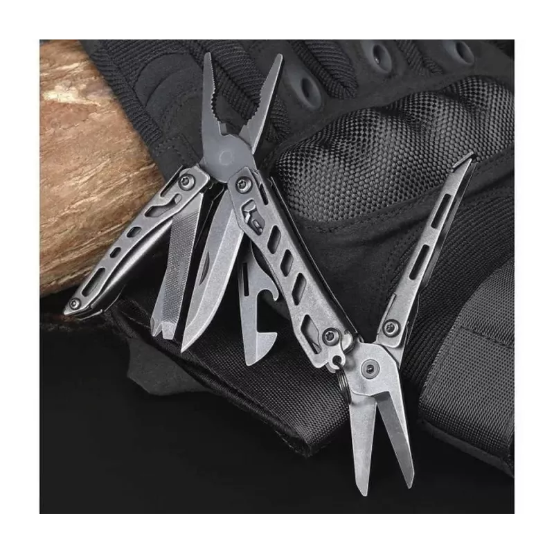 Multitool Nextool Mini FLAGSHIP NE20122 — 10 funkcijų kompaktiškas nerūdijančio plieno daugiafunkcis įrankis, juodas, 67×27×17 mm, 83 g