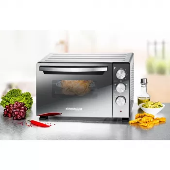 Mini orkaitė Rommelsbacher BGS 1400, 18 L, 230°C, 5 kaitinimo režimai, rotisserie, sidabrinė/juoda