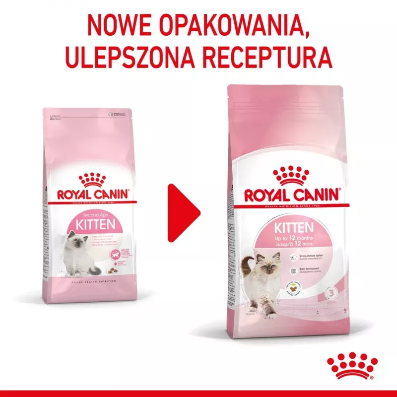 Sausas kačių maistas Royal Canin Kitten 2 kg — paukštienos (vištienos) formulė, baltymai 36%, riebalai 18%