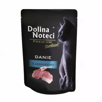 Šlapias kačių maistas Dolina Noteci Premium Sterilised Lamb 85 g — šlapias maistas sterilizuotoms suaugusioms katėms, 11 % baltymų, 3,5 % riebalų, be grūdų