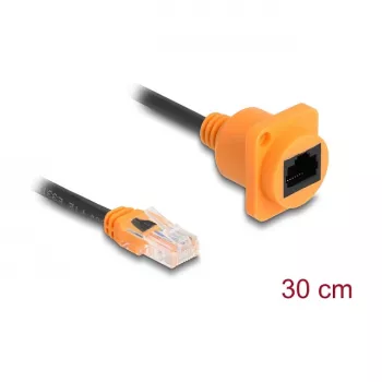 DeLOCK tinklo kabelis 90804 0,3 m Cat5e U/UTP RJ-45 Juoda Oranžinė
