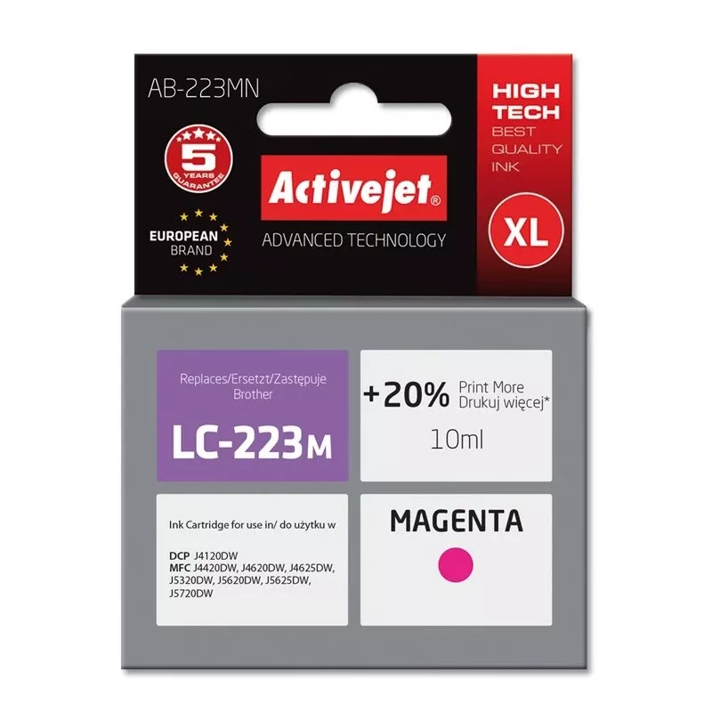 Activejet AB-223MN rašalas (pakaitalas Brother LC223M; Supreme; 10 ml; purpurinis)