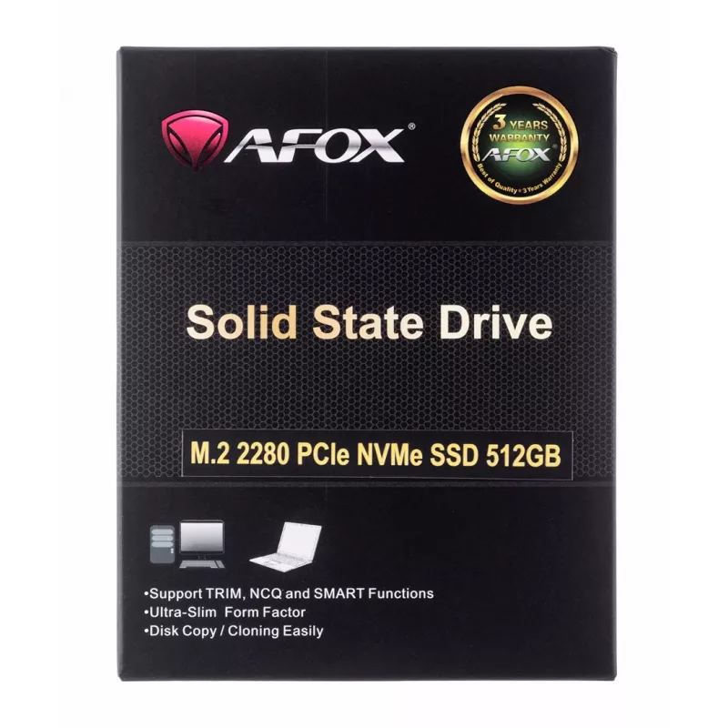 SSD M.2 AFOX ME300-512GN 512 GB PCIe NVMe TLC, skaitymo greitis 2000 MB/s, rašymo greitis 1600 MB/s