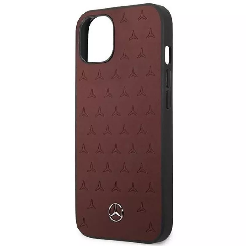 Mercedes MEHCP13SPSQRE iPhone 13 mini 5,4 Raudonas/raudonas kietas dėklas Oda Žvaigždžių raštas