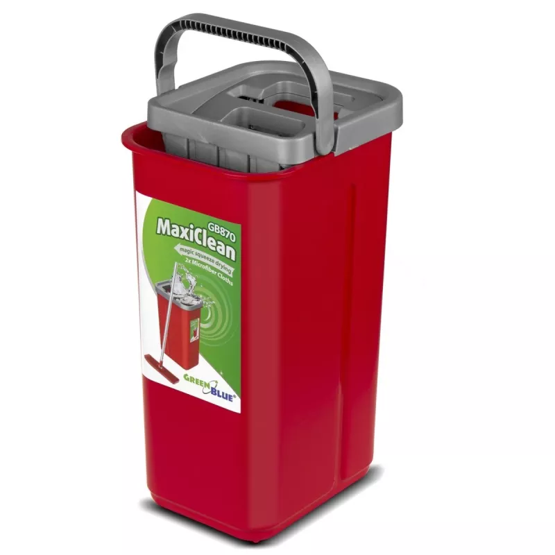 GB870 MaxiClean plokščias šluotos rinkinys su 2 viename valymo kibiru 5,7 l, šluotos grindų valymo sistema, 360° besisukanti šluotos galvutė