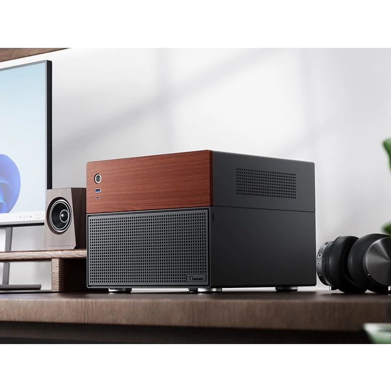 Jonsbo N4 Microtower korpusas juodas patvarus plieninis kompaktiškas PC korpusas