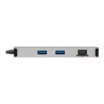 Eaton Tripp Lite USB-C dokas, dviejų ekranų - 4K 60 Hz HDMI, USB 3.2 Gen 1, USB-A šakotuvas, GbE, atminties kortelių lizdas, 100 W PD įkrovimas, pilkas - prijungimo stotelė - USB-C - 2 x HDMI - 1GbE (U442-DOCK
