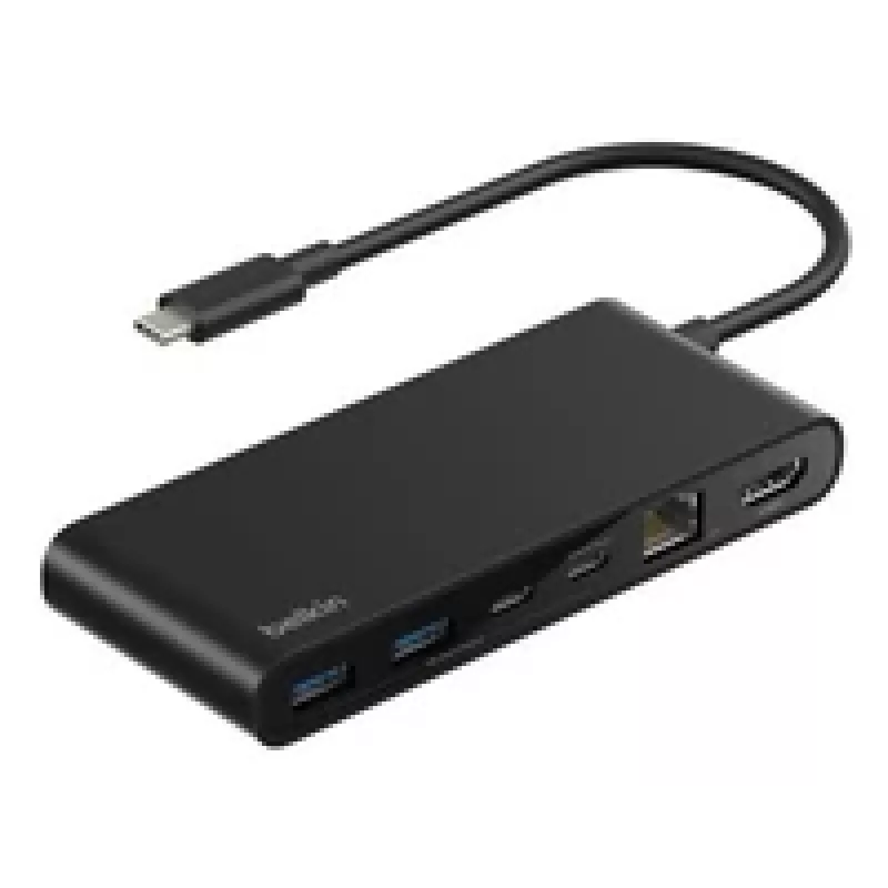 Belkin CONNECT USB-C 8-in-1 Hub Dual USB-C Ports JuodaINC024hqBK