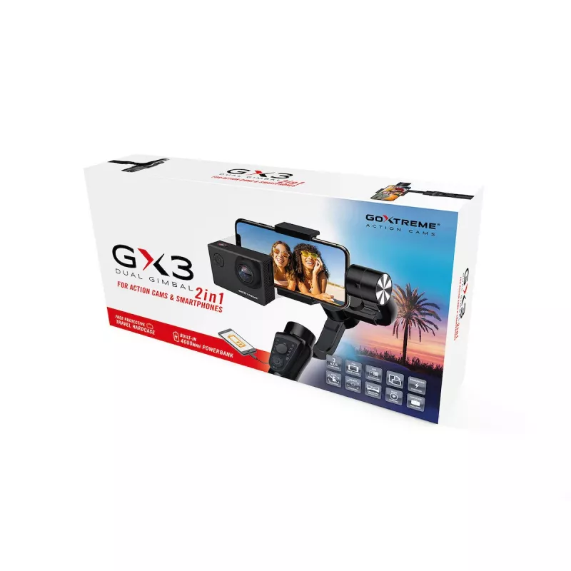 GoXtreme GX3 55243 3 ašių gimbalo stabilizatorius, lengvas rankinis, skirtas fotoaparatams ir veiksmo kameroms