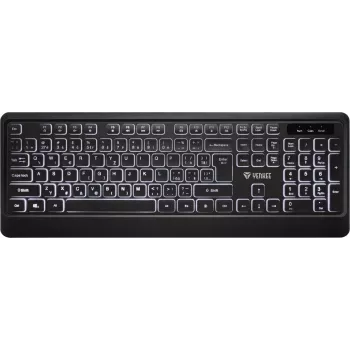 Klaviatūra su foniniu apšvietimu, tyli, USB, žemo profilio klavišais