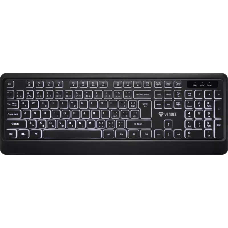 Klaviatūra su foniniu apšvietimu, tyli, USB, žemo profilio klavišais