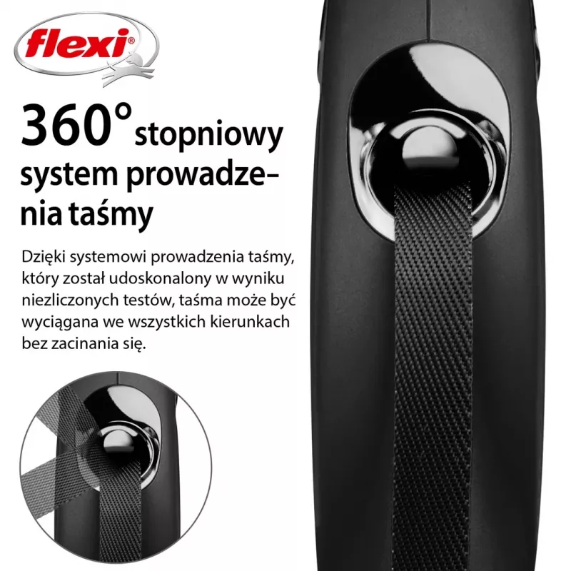 Flexi New CLASSIC 5 m juodas šunų ištraukiamas pavadėlis