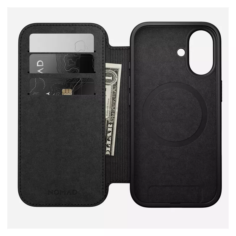 „Folio“ tipo telefono dėklas „Nomad NM014209858“, skirtas „Apple iPhone 17“, 16 cm (6,3 colio), rudas, 4 kortelių kišenės