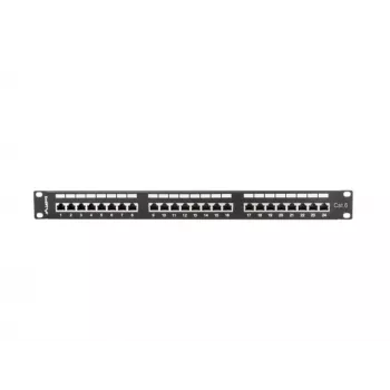 Patch panel 1U LANBERG PPS6-1024-B, 24 prievadų Cat6, metalinis, juodas, 442×114,5×44,5 mm