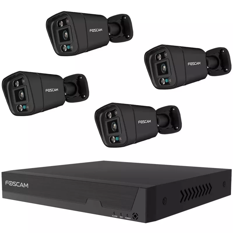 Apsaugos kamerų rinkinys Foscam FN9108E-B4-2T — 4 kameros su įrašymo įrenginiu, juodos spalvos