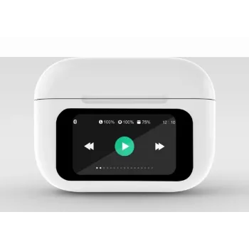 Ausinės BLUETOOTH/BALTOS TWS-LCD-ANC-01-W Gembird