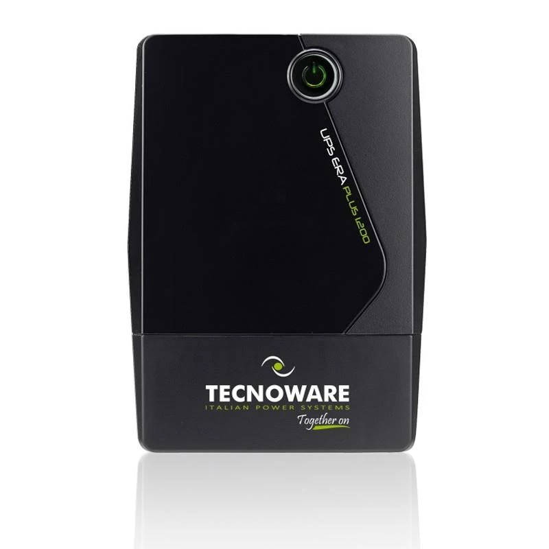 Nepertraukiamo maitinimo šaltinis TECNOWARE Era Plus 1600 — linijinės sąveikos UPS 1,6 kVA / 1120 W, 2 kintamosios srovės lizdai, USB Type-B, juodas