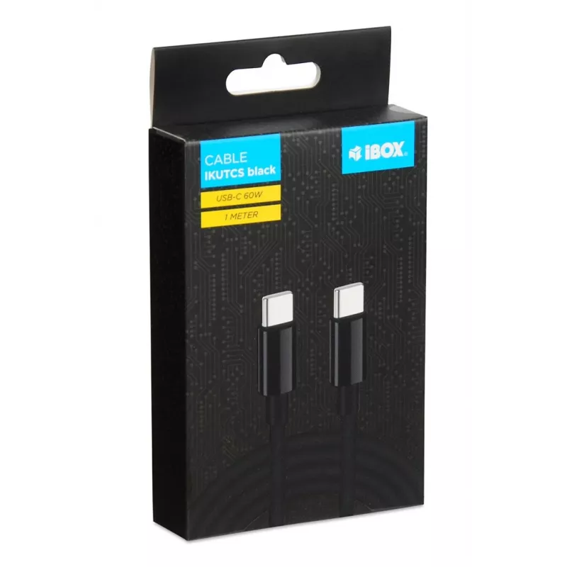 iBOX IKUTC USB-C laidas 60W 1m Juodas
